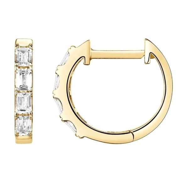 Pavui Jewelry - 14K Gold Plated Pave CZ Huggie Hoop Baguette Earrings